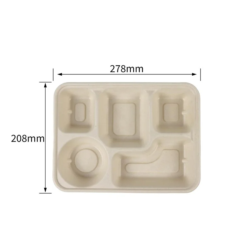 400ml 5 Compartment Tray W Bowl Corner · Sugarcane Trays · product image